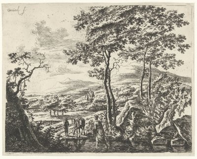 Tájkép öszvérhajtóval Tájak figurákkal (sorozat címe) alkotó: Willem de Heusch
