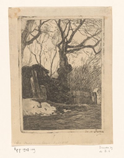 Fák és köcsögök a kerítés közelében Ágak a kerítés közelében fákkal (eredeti cím) alkotó: Willem de Zwart (signed by artist)