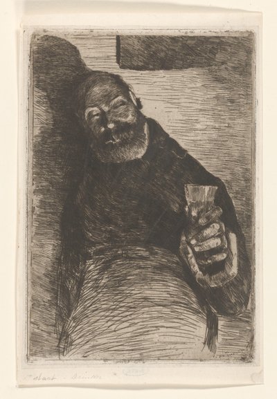 Ital (eredeti cím a tárgyon) Férfi megemelt pohárral (eredeti cím) alkotó: Willem de Zwart (signed by artist)