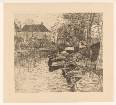 Vitorlázás evezős csónakokkal Csónakbérlés „Roeilust” (Loosduinse-csatorna) (eredeti cím) alkotó: Willem de Zwart