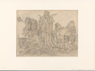 Sinterklaas két Piettel a tetőn alkotó: Willem van Konijnenburg