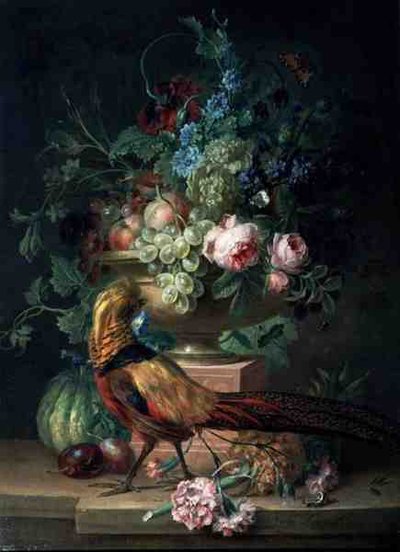 Csendélet virágokkal és fácánnal (olaj, vászon) alkotó: Willem van Leen