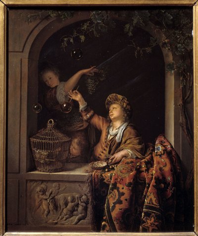 szappanbuborékok. Willem Van Mieris (1662-1747) festménye alkotó: Willem Van Mieris