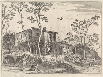 Táj Tóbiással és az angyallal Olasz tájak (sorozat címe) alkotó: Willem van Nieulandt (II)
