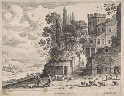 Táj egy házzal, figurákkal és szarvasmarhákkal alkotó: Willem van Nieulandt (II)