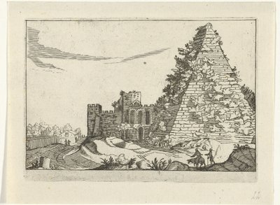 Piramide van Gaius Cestius Római romok (2. sorozat) (sorozat címe) alkotó: Willem van Nieulandt (II)