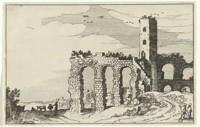 A vízvezeték romja Római romok és tengerparti tájak (1. sorozat) (sorozat címe) alkotó: Willem van Nieulandt (II)