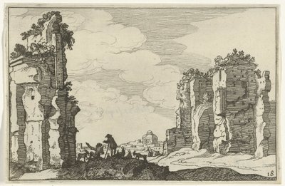 Caracalla fürdőjének romjai Római romok és tengerparti tájak (1. sorozat) (sorozat címe) alkotó: Willem van Nieulandt (II)