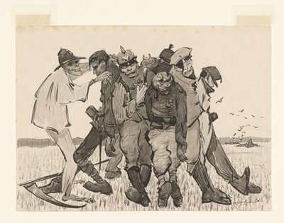 Betakarítás 1918. Modern kukoricakéve (eredeti cím a tárgyon) alkotó: Willem van Schaik (signed by artist)