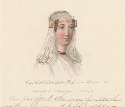 Egy alkmaari lány fejdísze, 1816 Egy észak-holland lány Alkmaarból / Une Jeune d