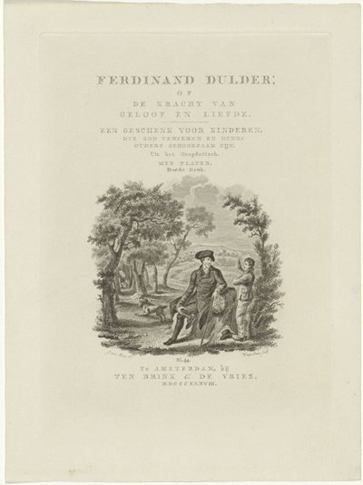 Ülő utazó és egy fiú a tájon Címlap ehhez: J.G. Tobler, Ferdinand Dulder, 1838 alkotó: Willem van Senus