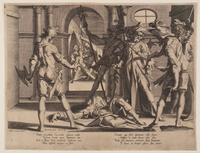 Papinianus római bíró lefejezése, 5. tábla Az igazságosság trónjai (Thronus Iustitiae) című kötetből. alkotó: Willem van Swanenburgh