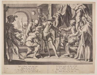 Vilmos gróf engedélyezi a lefejezést, 7. tábla Az igazságosság trónjai (Thronus Iustitiae) című kötetből. alkotó: Willem van Swanenburgh