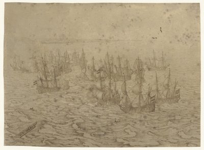 Tengerészeti csata a partoknál alkotó: Willem van de Velde (I) (possibly)