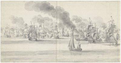 A katwijki csata (bal oldal), 1653 alkotó: Willem van de Velde (I)