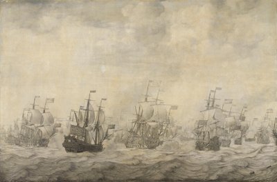 Epizód a Négynapi csatából, 1666. június 11-14., a második angol-holland háború, 1665-67 alkotó: Willem van de Velde (I)
