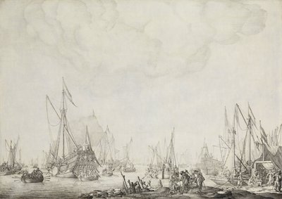 A királyi és állami jachtok, valószínűleg II. Károly angliai érkezése Moerdijkbe, 1660 alkotó: Willem van de Velde (I)