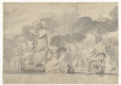 Lowestofti csata 1665. június 13-án alkotó: Willem van de Velde (I)