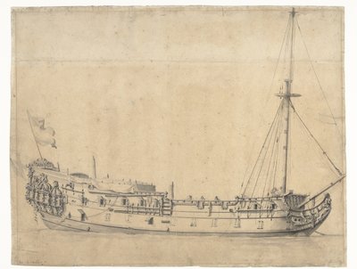 A Loyal George, akit a négynapos csata után, 1666 júniusában neveltek fel alkotó: Willem van de Velde (II)