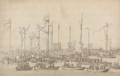 Ünnep a Temzén, Whitehall közelében alkotó: Willem van de Velde the Elder