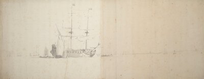 Holland hajó horgonyon a szárazföldön, 1666 körül (grafit) alkotó: Willem van de Velde the Younger