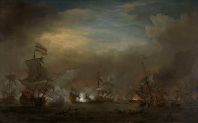 Éjszakai tengeri csata Cornelis Tromp a Gouden Leeuw-n és Sir Edward Spragge a királyi herceg között alkotó: Willem van de Velde the Younger