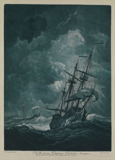 Egy hajó, amelyik a szélviharban cikázik. alkotó: Willem van de the Elder Velde