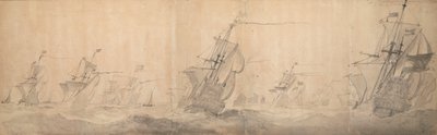 Az észak-fríz szigetek partjait ostromló holland flotta 9 [OS] / 1658. október 19. alkotó: Willem van de the Elder Velde