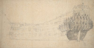 Egy francia kétfedeles portréja. Épült Hollandiában 1666-67, 1667 körül (grafit) alkotó: Willem van de the Elder Velde