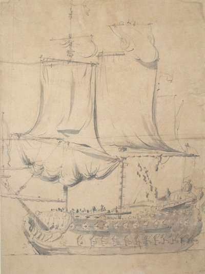 Egy angol harmadrangú portréja, 1685 körül (grafit, szürke tus) alkotó: Willem van de the Elder Velde