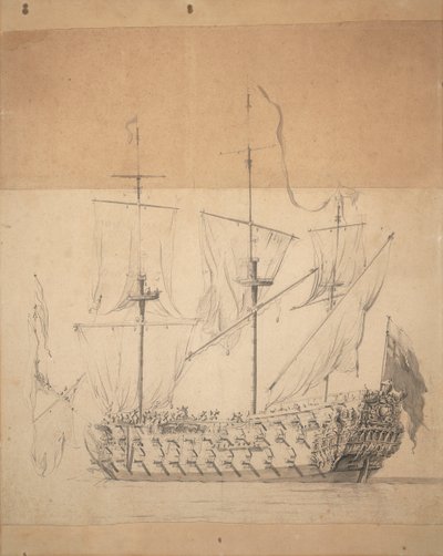 Egy angol harmadrangú portréja, 1673 körül (grafit, szürke tus) alkotó: Willem van de the Elder Velde