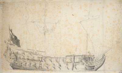 Az "Essex" portréja, 1660 körül (grafit, szürke mosás) alkotó: Willem van de the Elder Velde