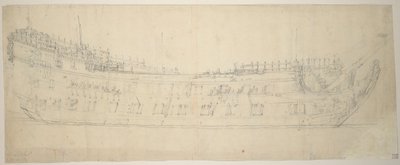 Az 1621-ben épült és 1653-ban átépített 64 ágyús "Swiftsure" portréja. alkotó: Willem van de the Elder Velde