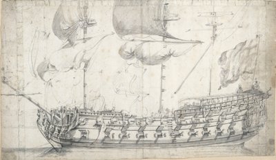 A "Tigris" portréja (1678), 1681 körül (grafit, szürke tus) alkotó: Willem van de the Elder Velde