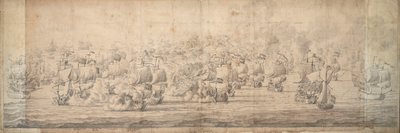 A lowestofti csata, 1665. június 3-13., 1674 körül (grafit, tinta) alkotó: Willem van de the Elder Velde