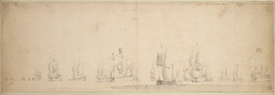 A holland flotta a lowestofti csata előtt, 1665. május-június alkotó: Willem van de the Elder Velde