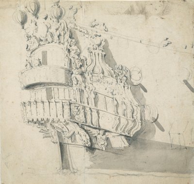 A "Hampton Court" tatja, 1685 körül (grafit, szürke mosás) alkotó: Willem van de the Elder Velde