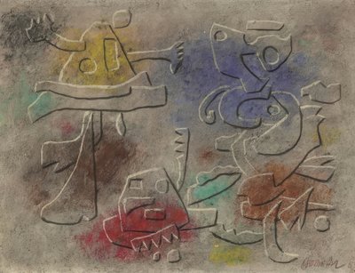 Színes dombornyomott kép alkotó: Willi Baumeister