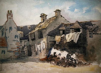 A régi parlamentház belső bírósága, Dolgelley, Észak-Wales (akvarell papíron) alkotó: William Evans