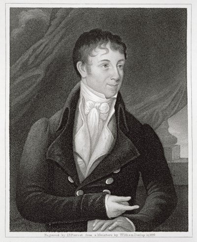 Charles Brockden Brown (1771-1810) portréja, John B. Forrest (1814-70) metszete (metszet) alkotó: William (after) Dunlap