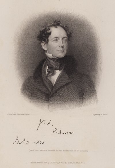 Thomas Moore, ír költő és Lord Byron életrajzírója (metszet) alkotó: William (after) Finden