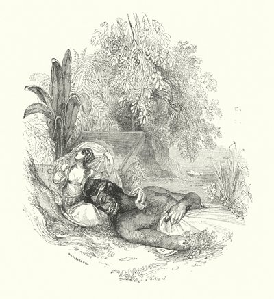 "Efreet és Lady (metszet) alkotó: William (after) Harvey