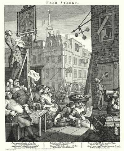 Beer Street (metszet) alkotó: William (after) Hogarth