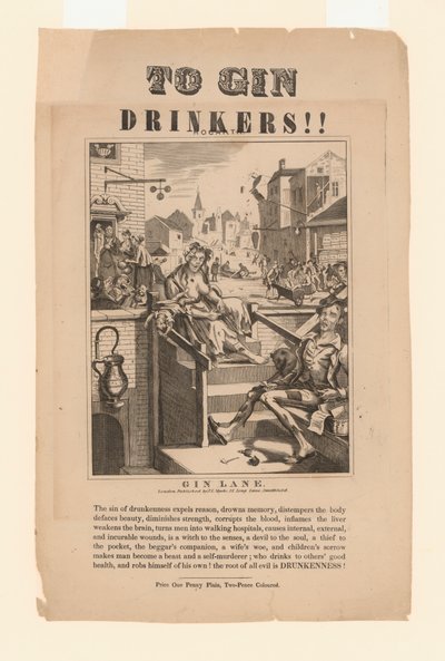 Figyelmeztetés a ginfogyasztóknak (litho) alkotó: William (after) Hogarth