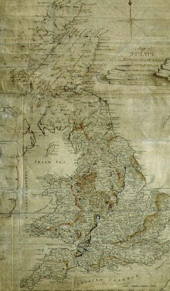 Anglia, Wales és Skócia egy részének rétegtérképe, John Cary metszete, 1802-3 körül (metszet) alkotó: William (after) Smith