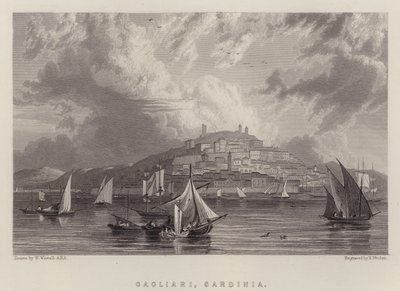 Cagliari, Szardínia (színes litó) alkotó: William (after) Westall