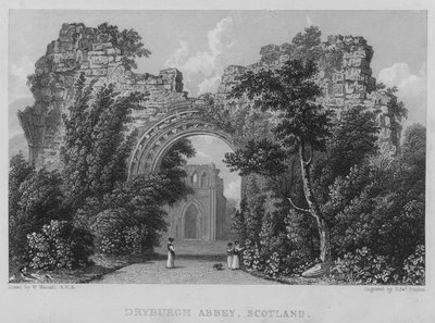 Dryburgh Abbey, Skócia (metszet) alkotó: William (after) Westall