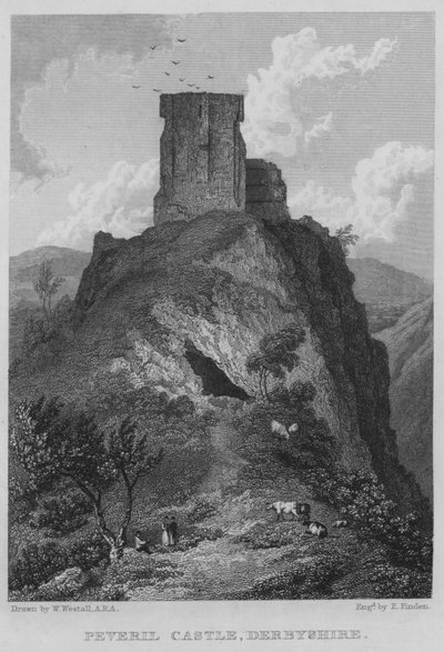 Peveril kastély, Derbyshire (metszet) alkotó: William (after) Westall