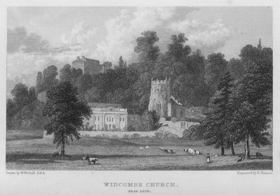 Widcombe templom, Bath közelében (metszet) alkotó: William (after) Westall