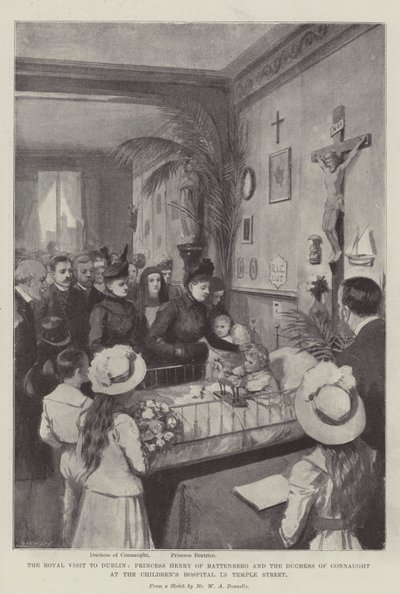 Henrik Battenberg hercegnő és Connaught hercegnő dublini királyi látogatása a Temple Street-i Gyermekkórházban alkotó: William A. Donnelly
